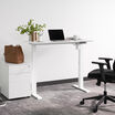 raised electric split top standing desk in white